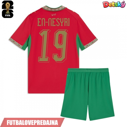 Lacne Dětský Futbalové dres Maroko Youssef En-Nesyri #19 MS 2026 Krátky Rukáv - Domáci (+ trenírky)